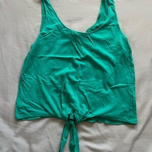 Forever 21 Green Sleeveless Tie Front Tank Top